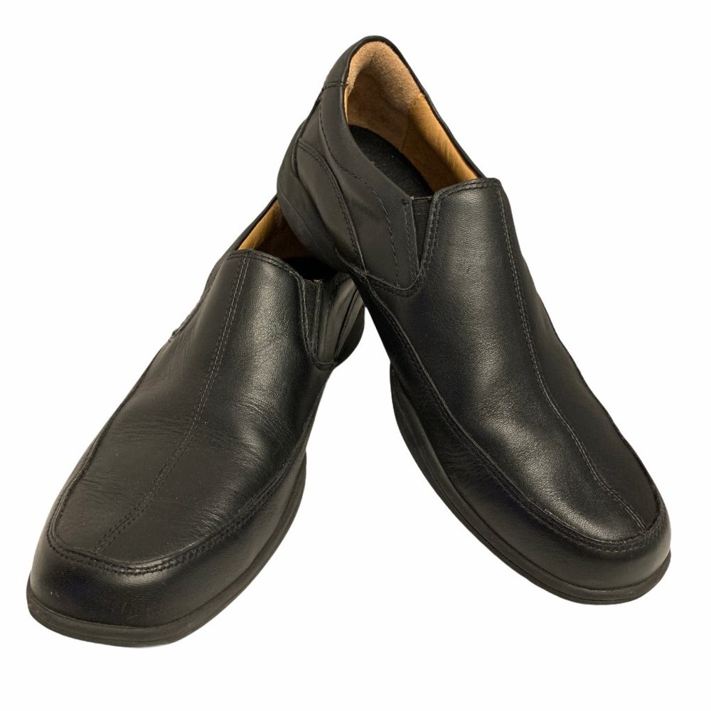 Abeo Black Leather Slip-Ons Orthotics Comfort